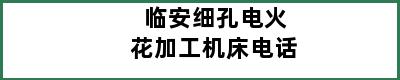 临安细孔电火花加工机床电话