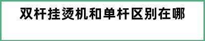 双杆挂烫机和单杆区别在哪