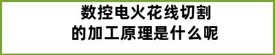 数控电火花线切割的加工原理是什么呢