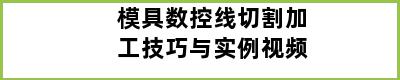 模具数控线切割加工技巧与实例视频