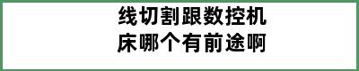 线切割跟数控机床哪个有前途啊