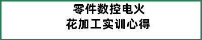 零件数控电火花加工实训心得